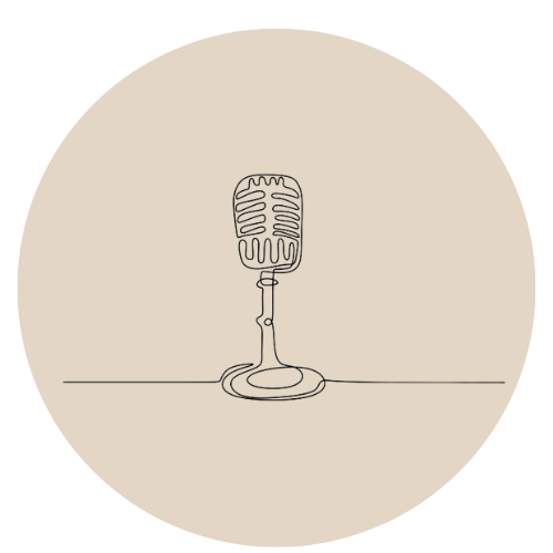 Podcast production setup with microphone and laptop